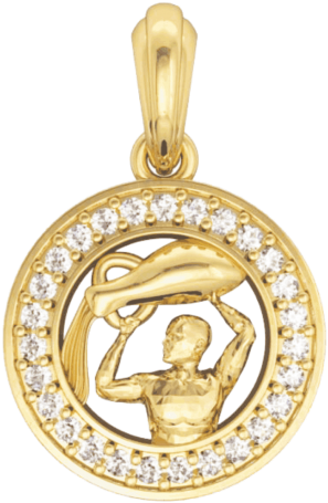 Aquarius Charm In Gold (750x500), Png Download