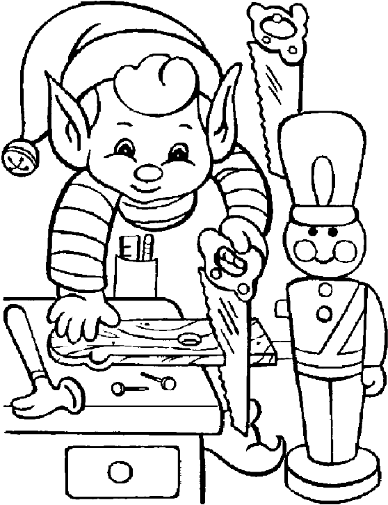 Gallery Christmas Coloring Sheets Elf (600x771), Png Download