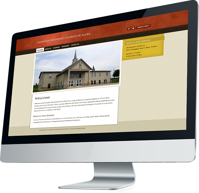 Computer Monitor With Church Social Website Shown On (680x659), Png Download