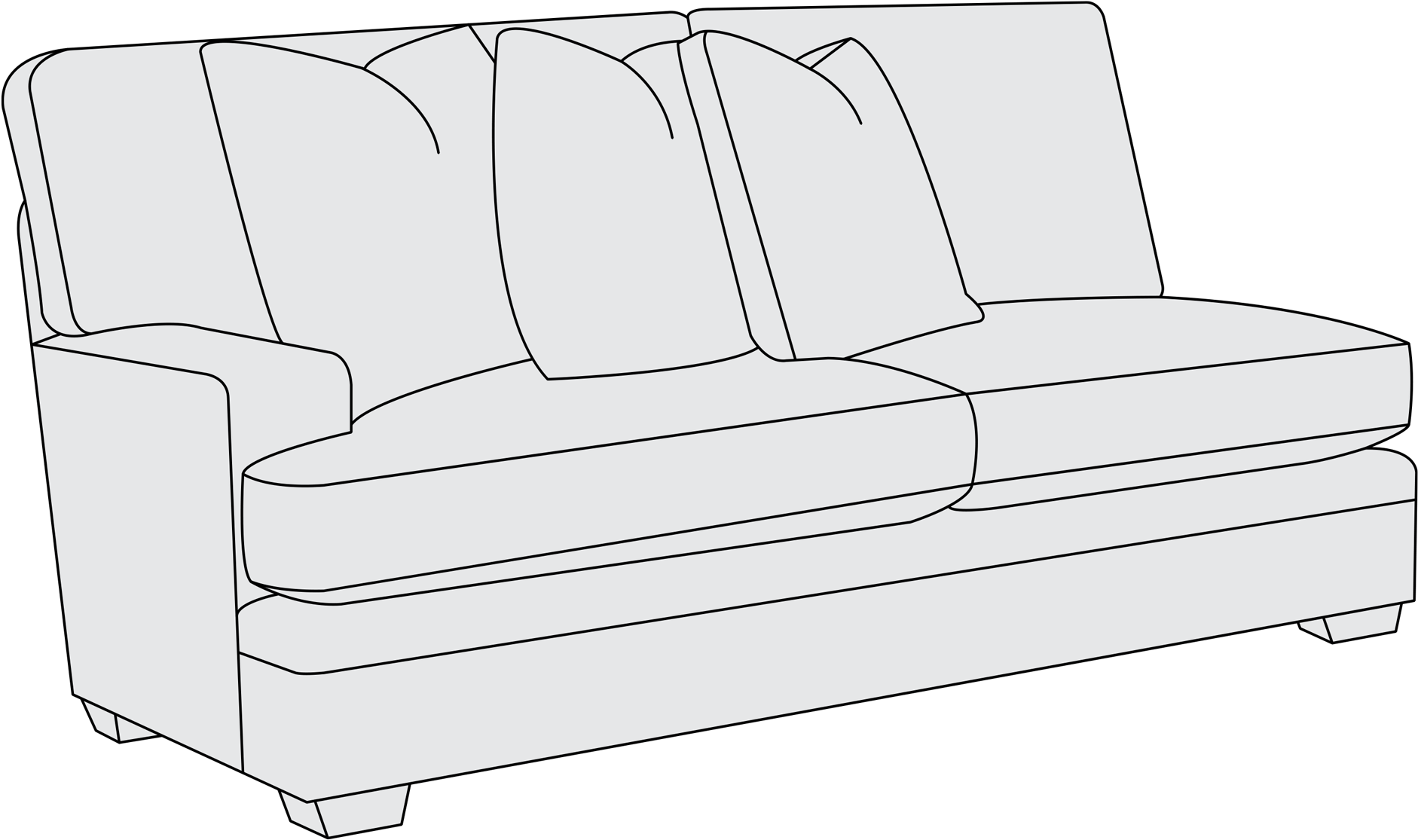 Left Arm Loveseat (2000x1229), Png Download