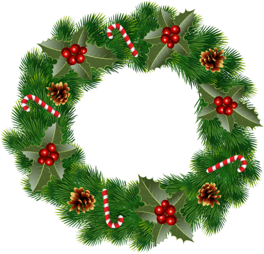 Christmas Wreath Png (850x819), Png Download