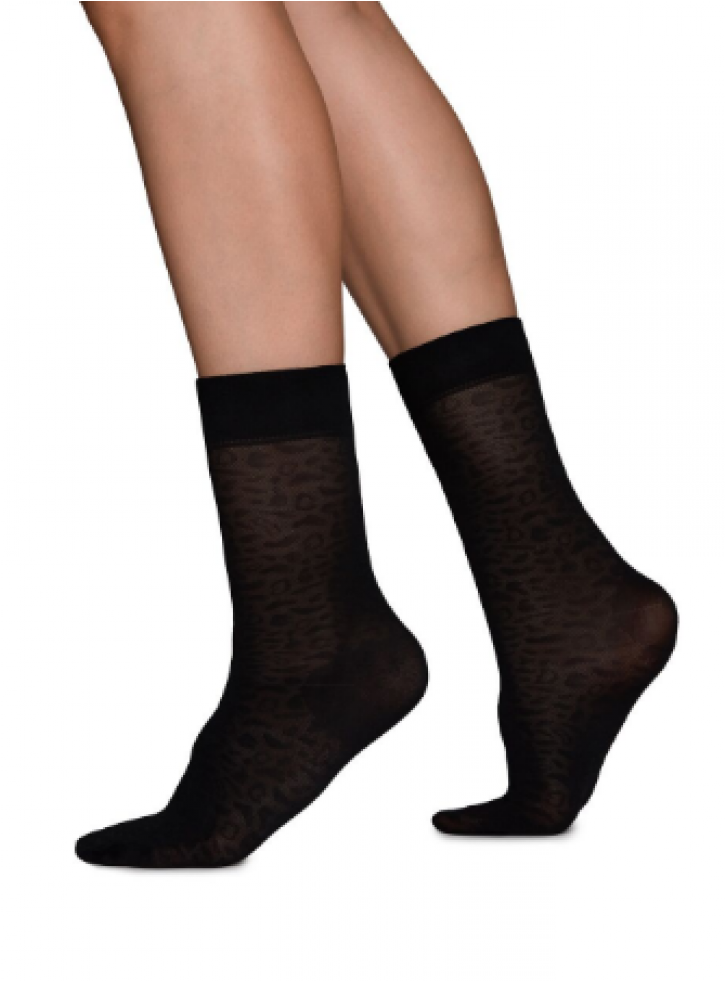 Swedish Stockings Emma Leopard Socks Black (980x980), Png Download