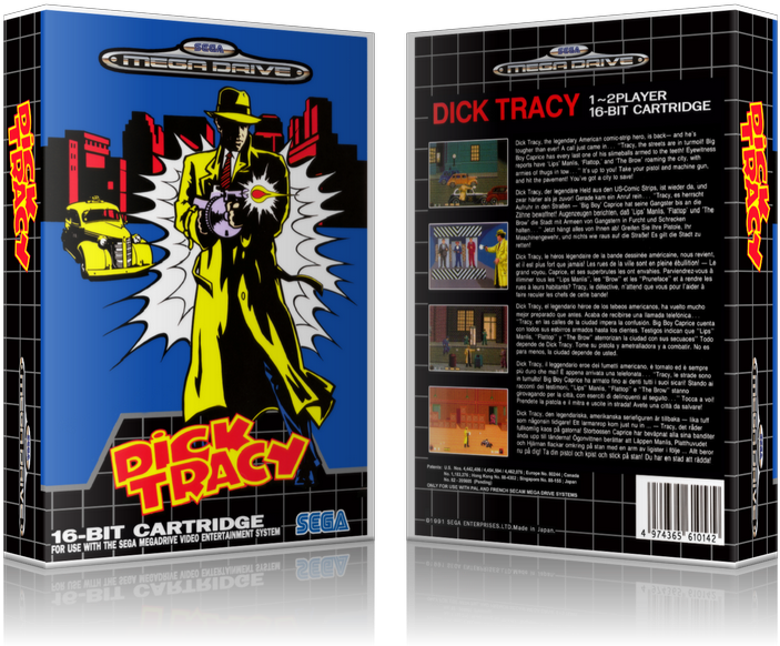 Sega Genesis Dick Tracy Sega Megadrive Replacement (800x650), Png Download