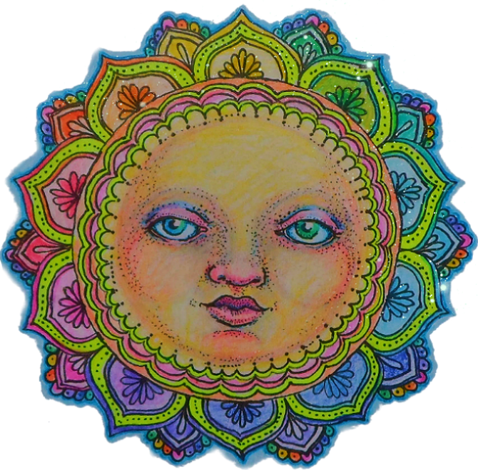 Sun Moon Mandala Hippy Trippy Psychadelic Tumblr Aesthe (670x659), Png Download