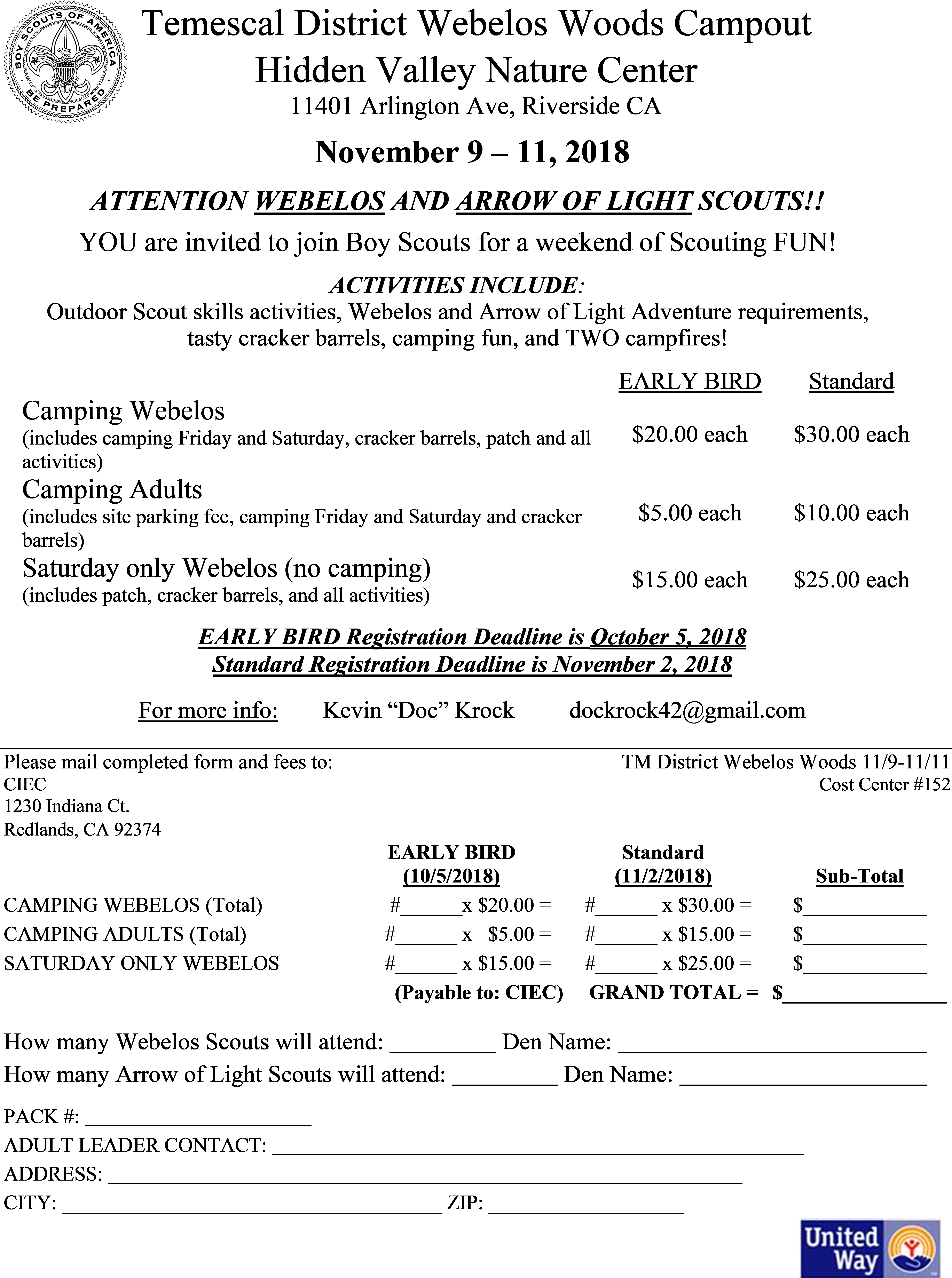 Download 2018 Temescal Webelos Woods Flyer (4645x6229), Png Download