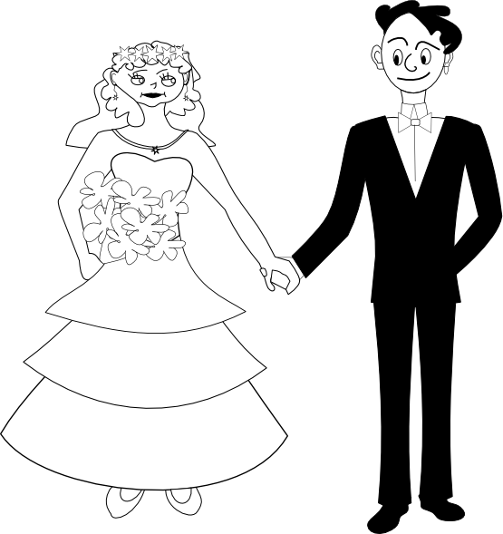 Vector Transparent Download Bride Clipart Black And (555x589), Png Download