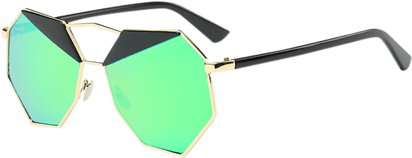 Metal Crossbar Mirrored Irregular Polygon Sunglasses (600x798), Png Download