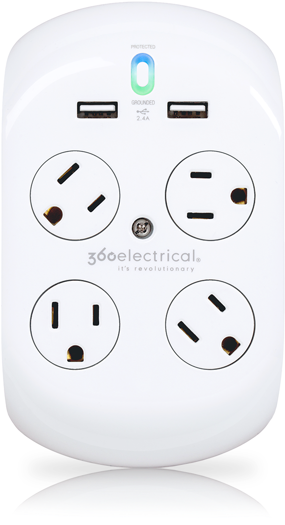 4 Outlets Usb (600x1099), Png Download