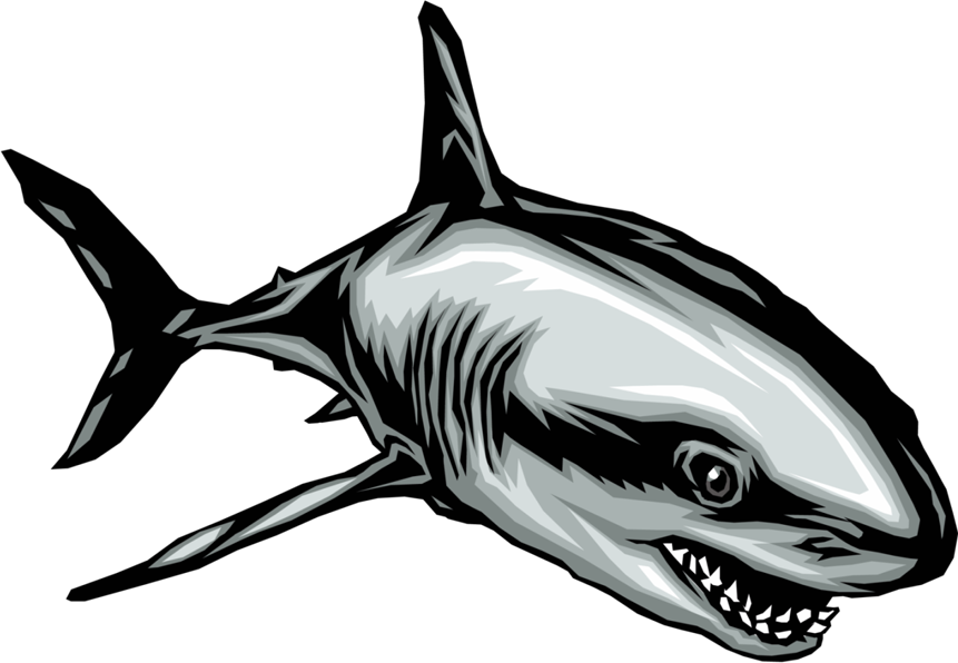 Clipart Shark Gray Shark (861x596), Png Download