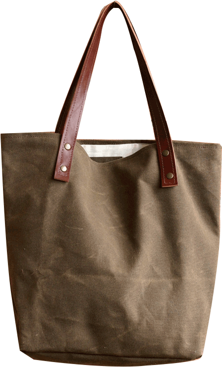 High Quality Smooth Canvas Tote With Leather Straps (900x777), Png Download