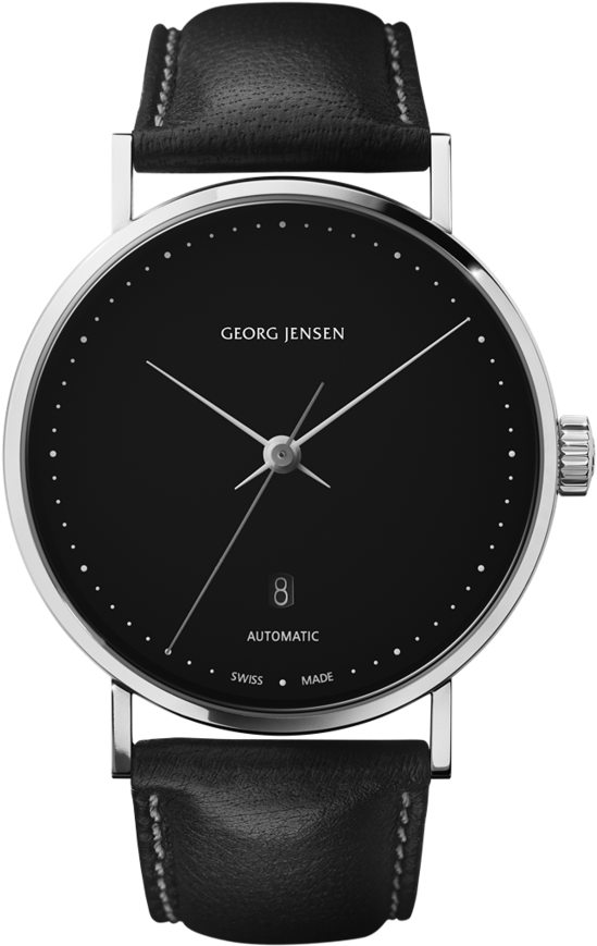 41 Mm, Automatic Mechanical, Black Dial, Black Leather (1024x1024), Png Download