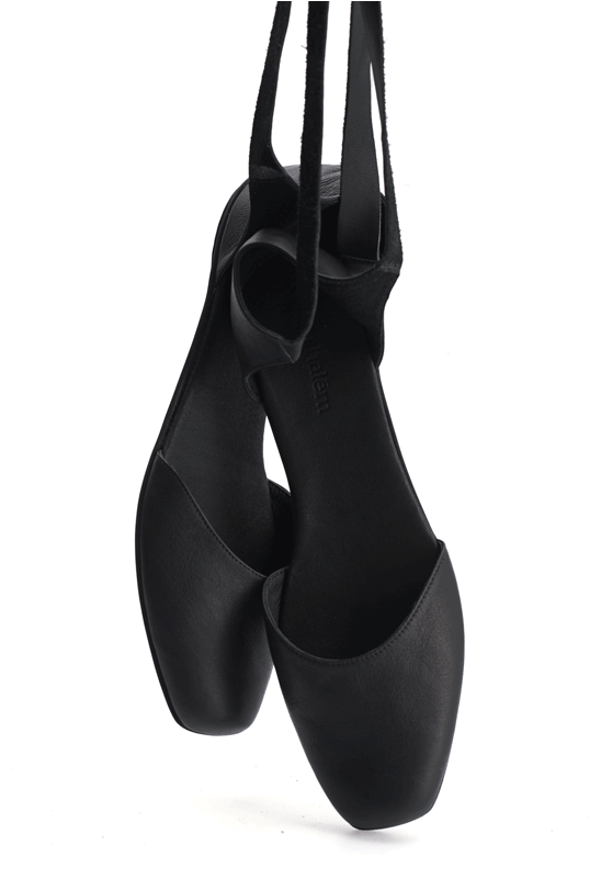 Ana, Black Leather Ballerina Shoes (800x800), Png Download