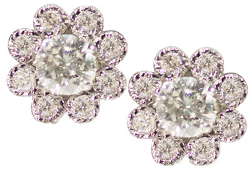 "flower Stud W Millgrain Details" (800x547), Png Download