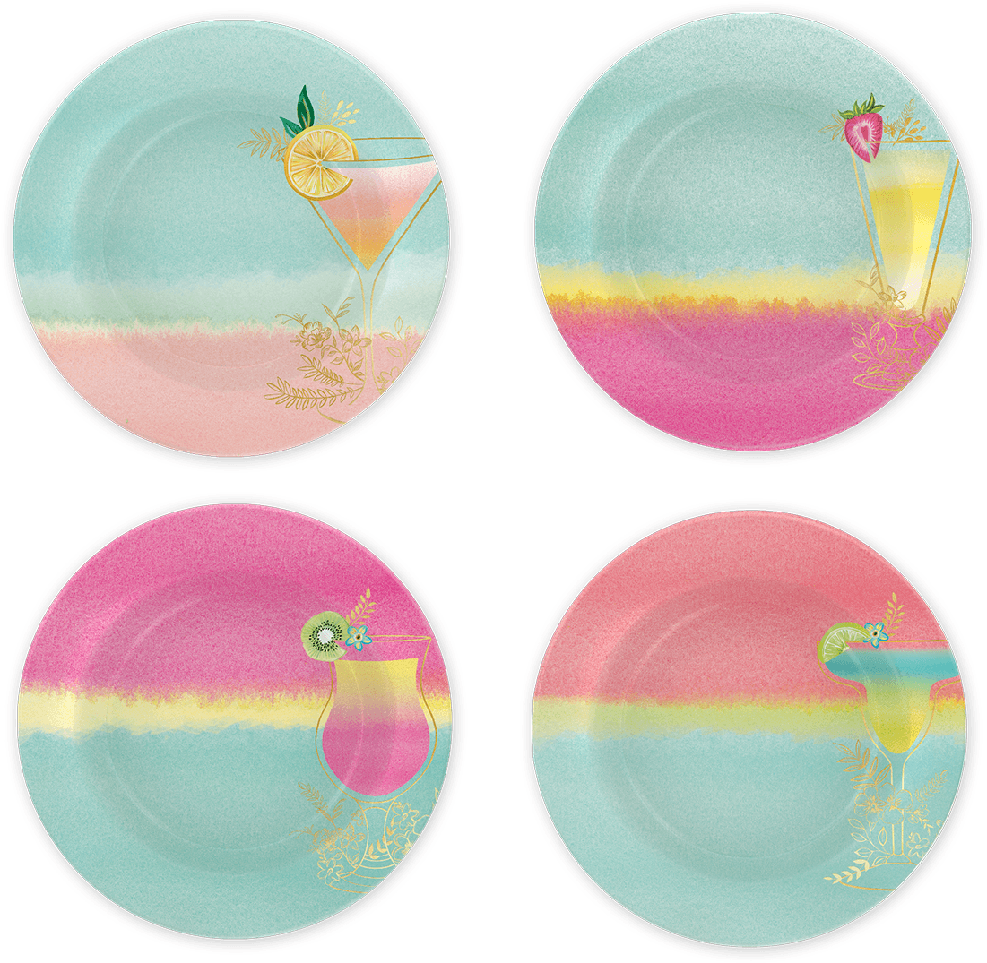 Tropical Drinks Melamine Plates (1200x1200), Png Download