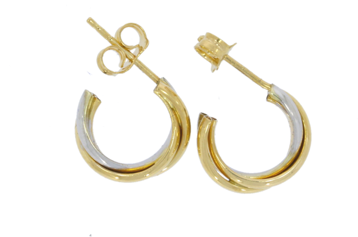 9ct White & Yellow Gold Hoop Earrings (800x537), Png Download