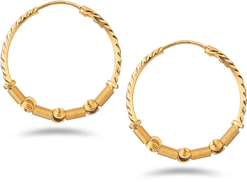 22ct Gold Hoop Earring (1000x1000), Png Download
