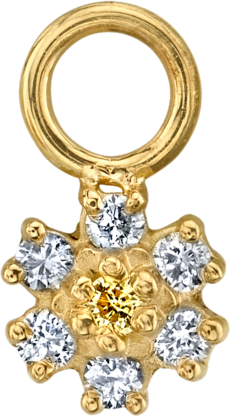 Diamond Flower Hoop Earring Charm (1800x1800), Png Download