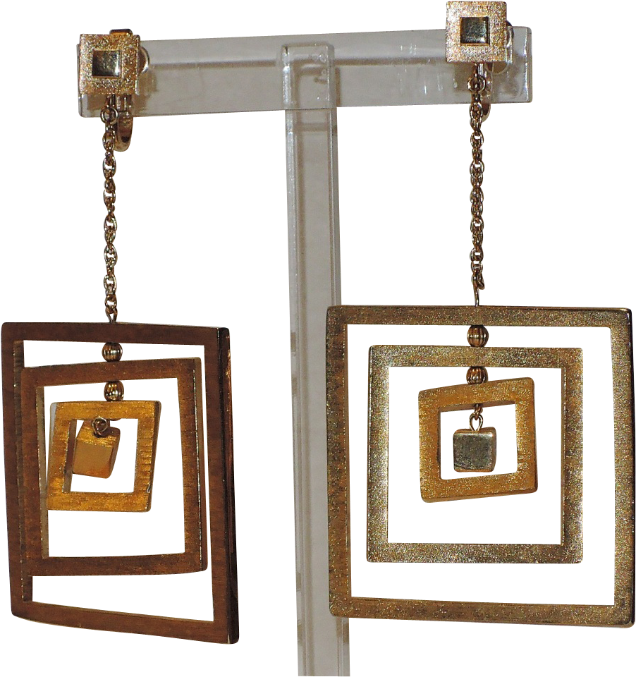 Trifari 1966 Ear Gear Square Mobile Earrings ~ Magazine (959x959), Png Download