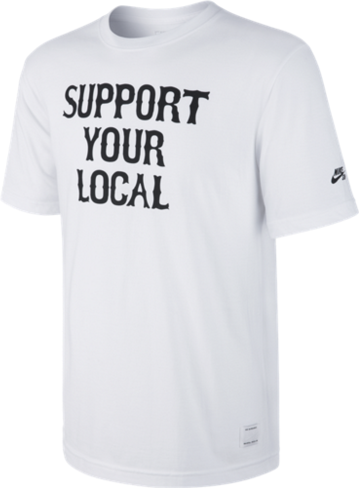 Nike Sb Support Your Local White T Shirt (1000x1000), Png Download