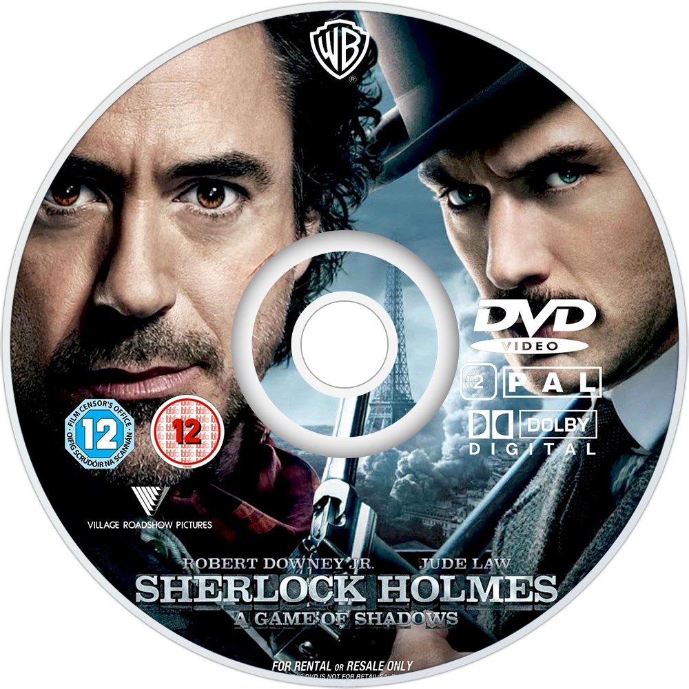 Sherlock Holmes A Game Of Shadows Dvd Cover For Kids (1000x1000), Png Download