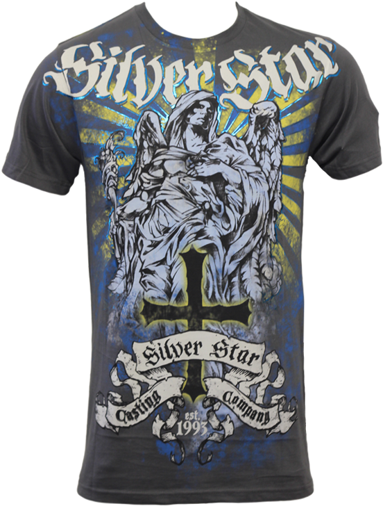 Silver Star Fallen Angel Foil Tee (563x739), Png Download