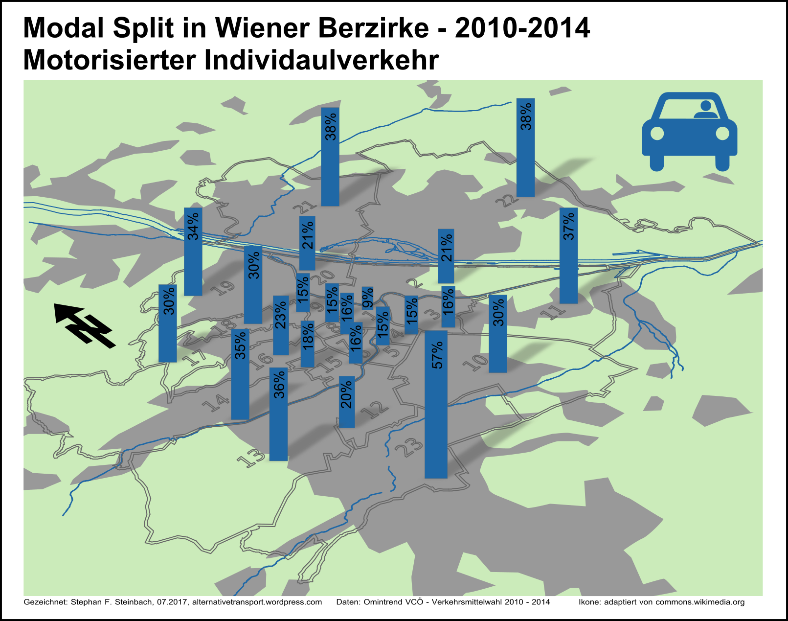 Modal Split Wien Bezirke (1611x1269), Png Download