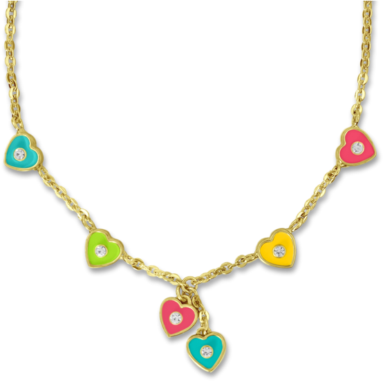 Pink And Purple Hearts Necklace Girls Necklace (580x580), Png Download