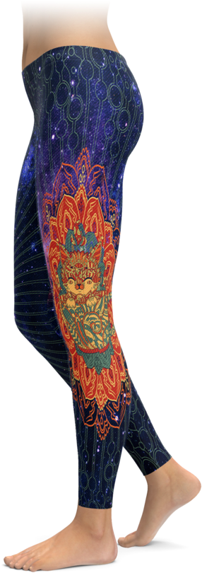Mandala Happy Cat Leggings (740x895), Png Download
