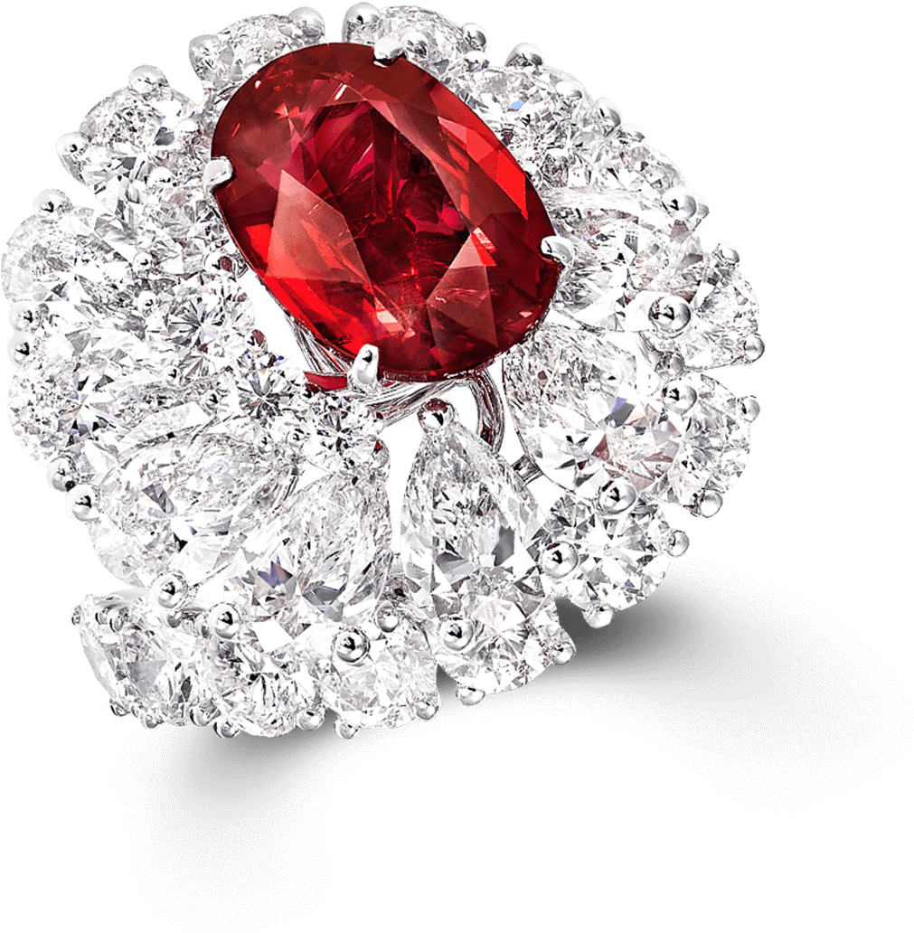 A Graff Ruby And Diamond Ring Featuring A Oval Shape (2000x2000), Png Download