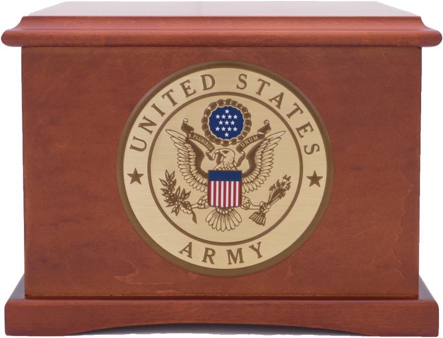 Veterans Funeral Care Coronet Wood Urn With Army Seal (900x900), Png Download