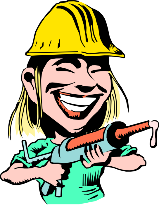 Vector Illustration Of Female Construction Worker With (544x700), Png Download