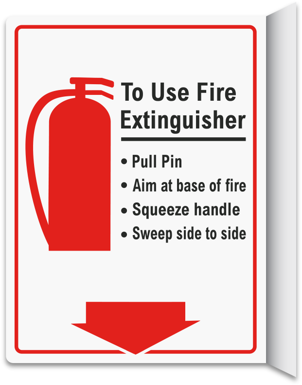 How To Use Fire Extinguisher 2-way Sign (626x800), Png Download