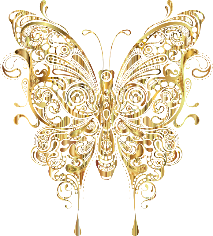 Gold Butterfly Png (696x772), Png Download
