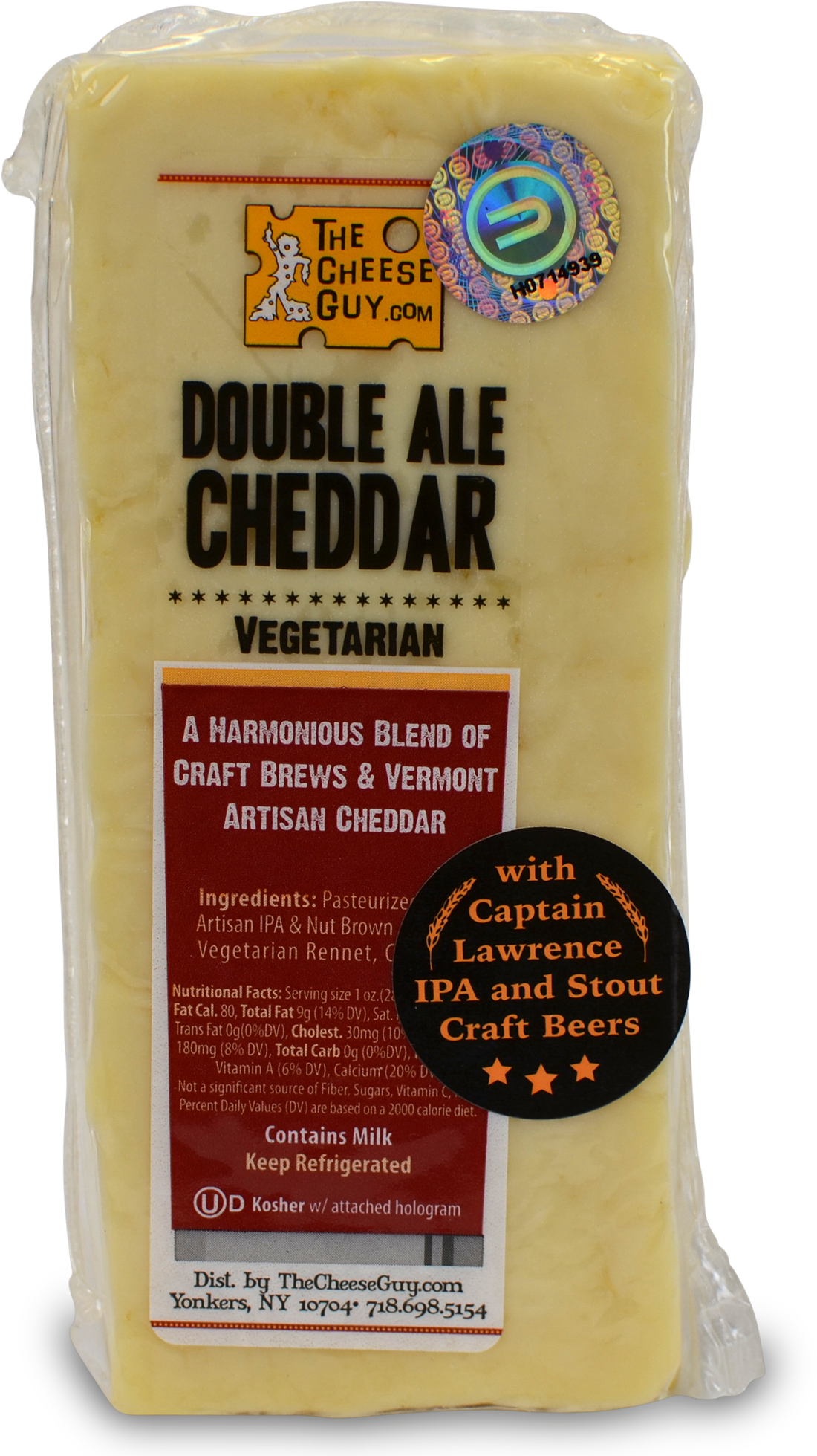 The Cheese Guy Vermont Double Ale Cheddar Cheese Wedge (2000x2000), Png Download