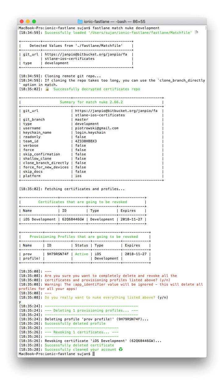 `fastlane Match Nuke Development` Output (724x1232), Png Download