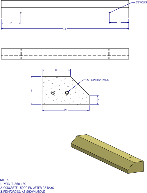 Precast Parking Curb (520x681), Png Download