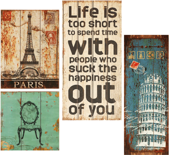 American Vintage Wood Board Painting Bar Ornament Clothing (600x600), Png Download