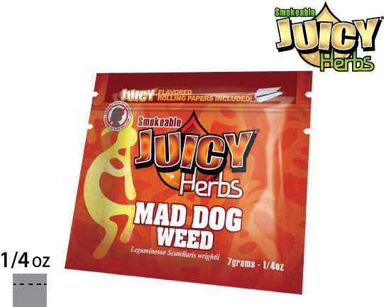 Juicy Herbs Herbal Smokable Blends 1/4oz Pouch Mad (640x480), Png Download