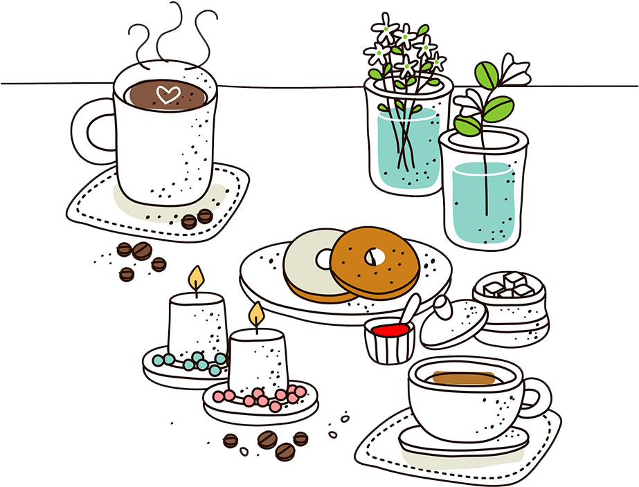 Drawing Coffee Cafe Shop (1024x1024), Png Download