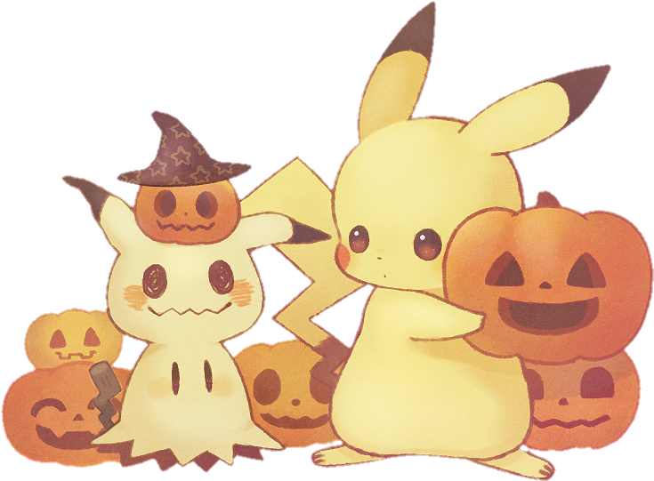 Pumpkin Pokemon Pikachu Mimikyu Halloween Handpainted (800x630), Png Download