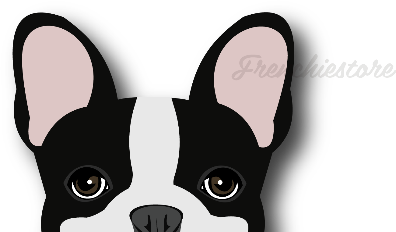 Download Car Vinyl Die Cut Decal W/ Peeking Black Pied Frenchie PNG