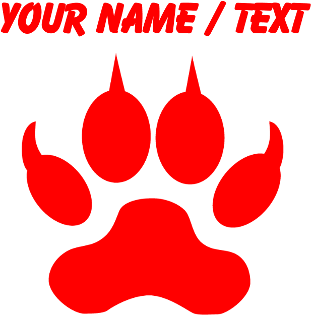 Custom Red Wolf Paw Print Flask Necklace Custom Red (700x700), Png Download