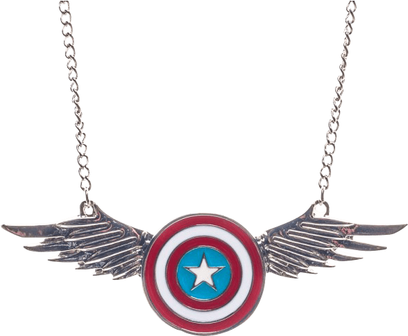 Winged Captain America Shield Necklace (587x587), Png Download