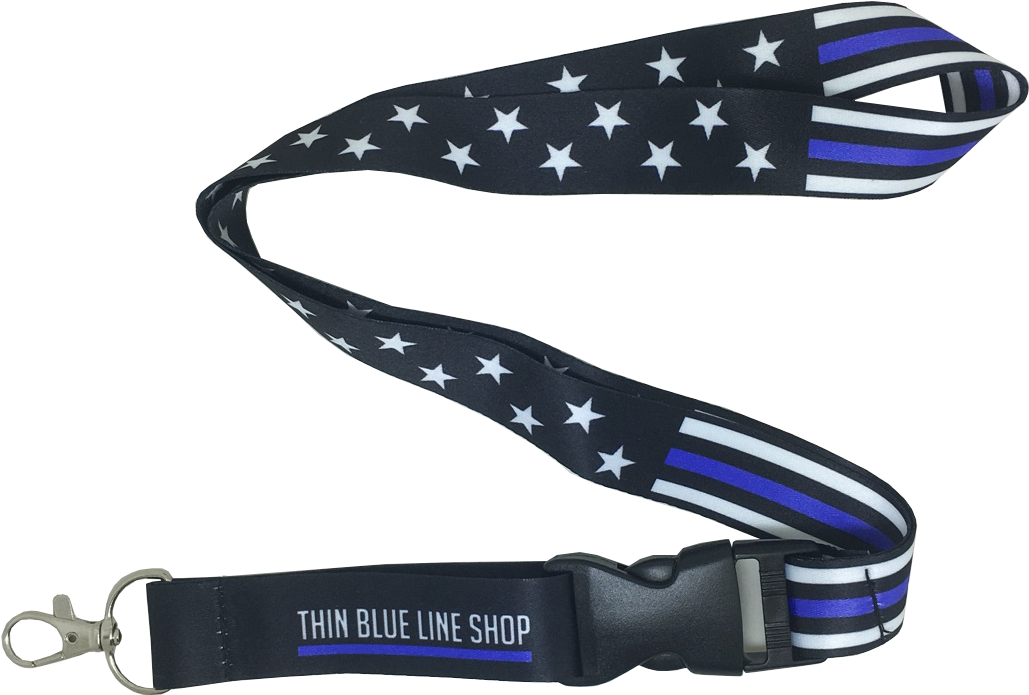 Thin Blue Line Stars And Stripes Lanyard (1280x1280), Png Download