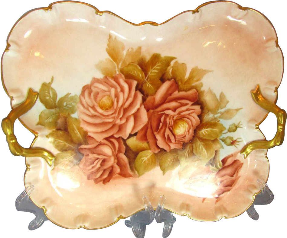 Dresser Tray Butterfly Shape Hand Painted Signed (948x948), Png Download