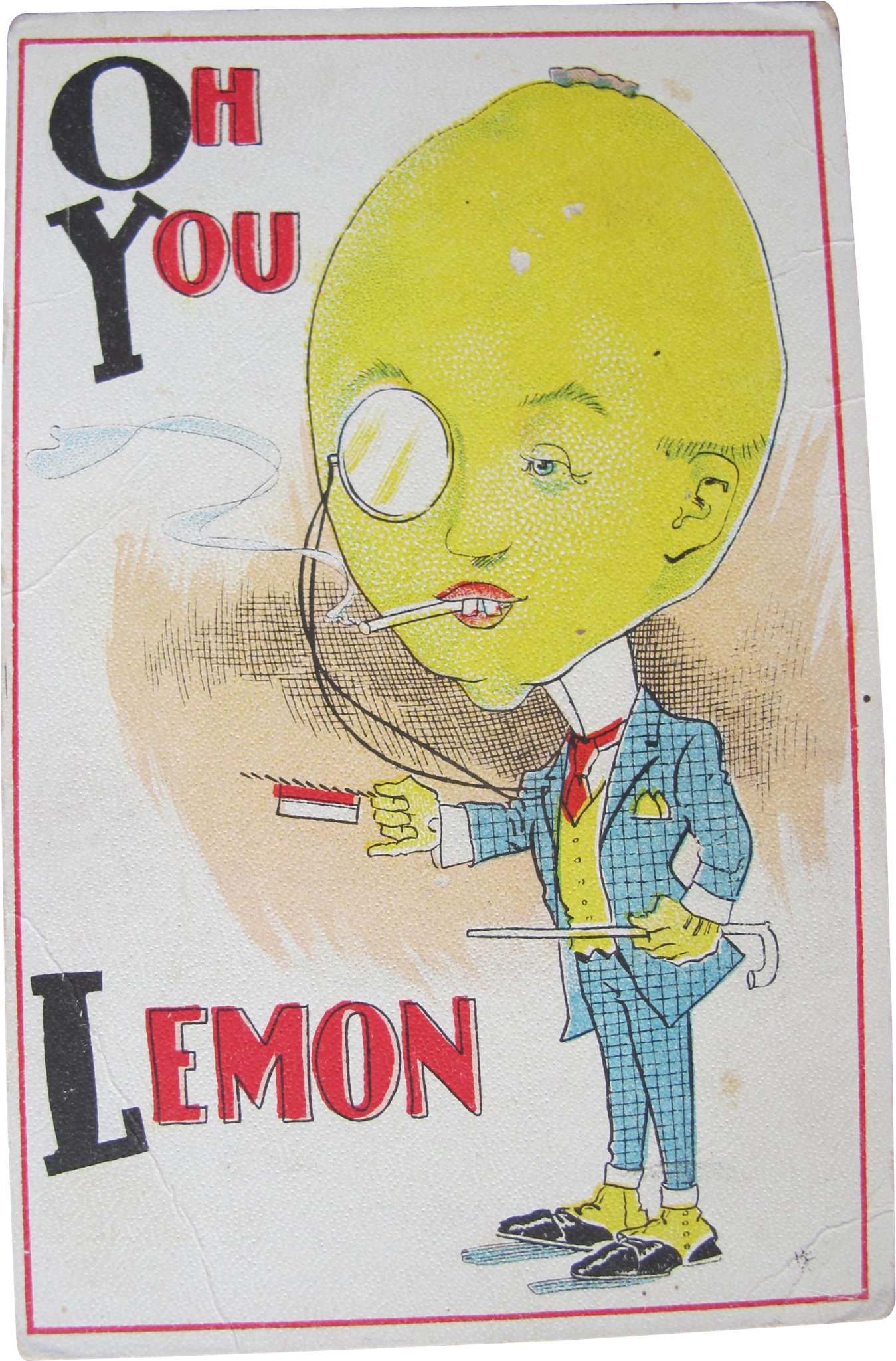 Post Card Comical Dressed Fruit Lemon Unused - Fruit (2048x2048), Png Download