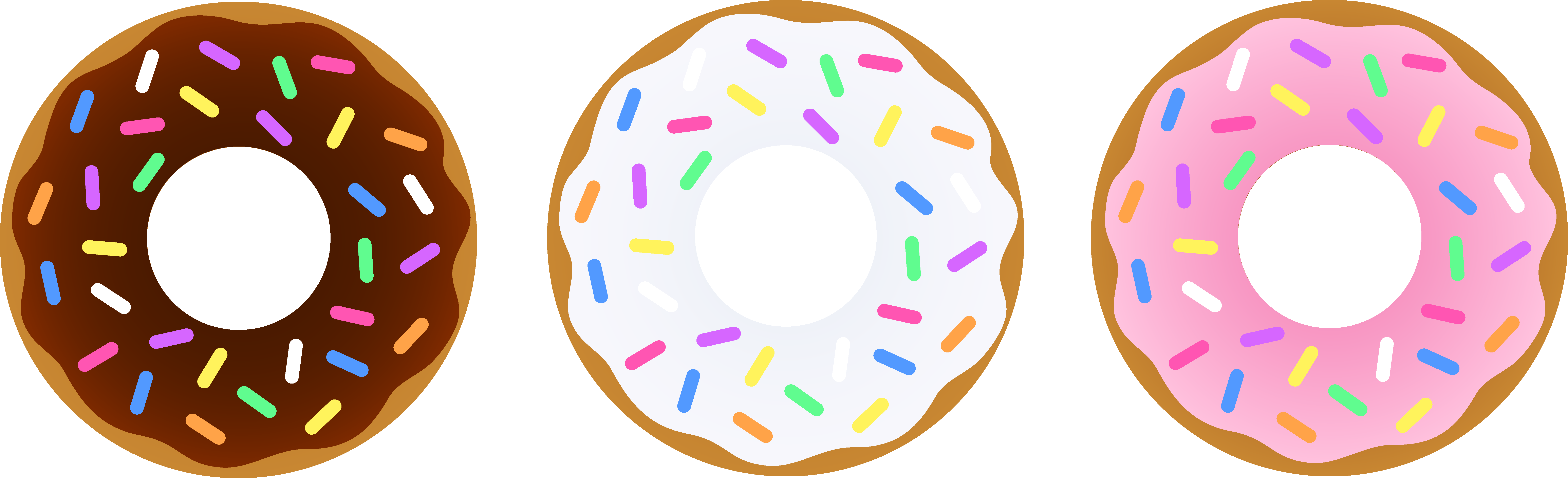 Drawn Doughnut Sprinkle Clipart - Transparent Background Donut Clipart (7756x2368), Png Download