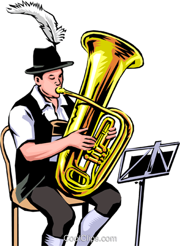 German Tuba Player Royalty Free Vector Clip Art Illustration - Tuba Player Png (351x480), Png Download