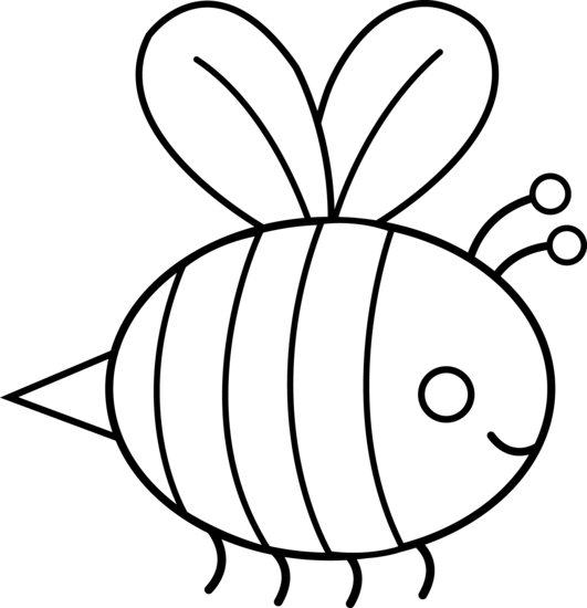 Free Clip Art Bumble Bee - Bumble Bee Clipart Black And White (531x550), Png Download