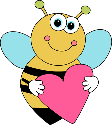 Love Cute Bee Clipart - Cartoon Valentines Day (446x500), Png Download